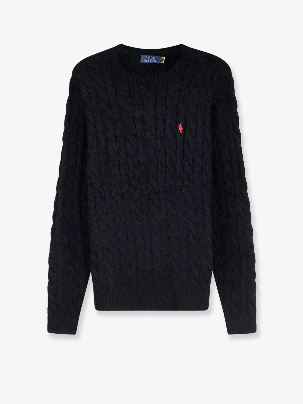 Cotton sweater with braided knit