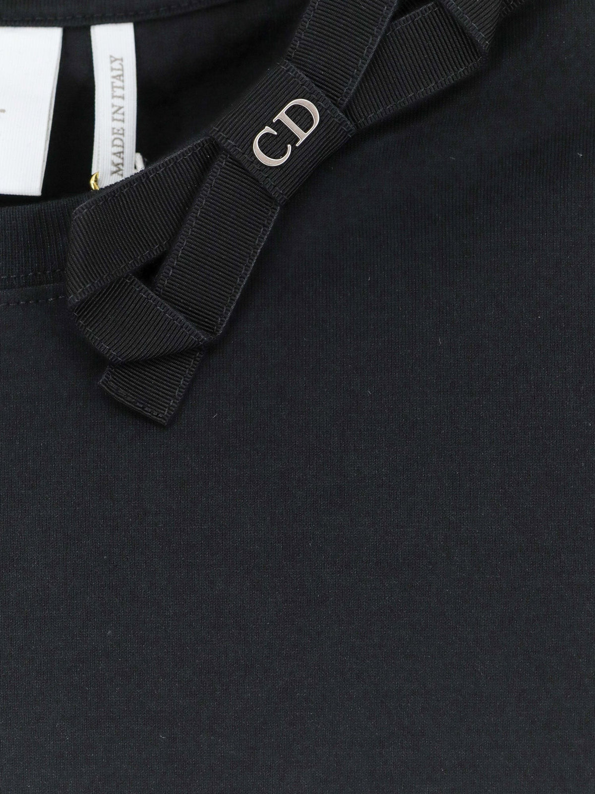 Cotton T-Shirt with grosgrain bow detail 3