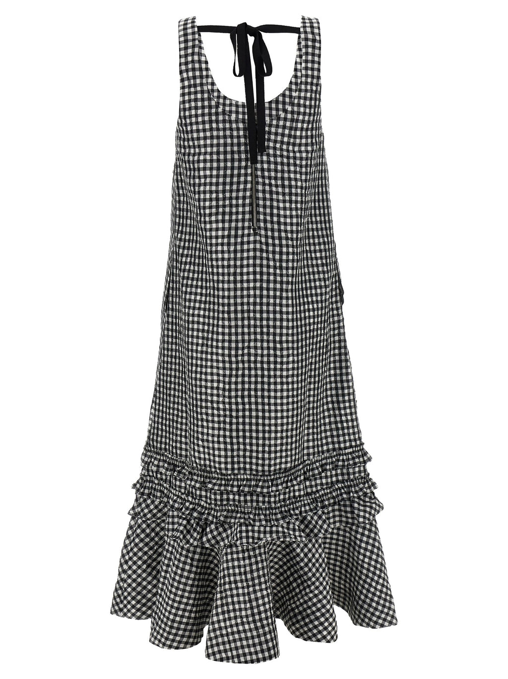 'Crinkled Check Long' dress 2
