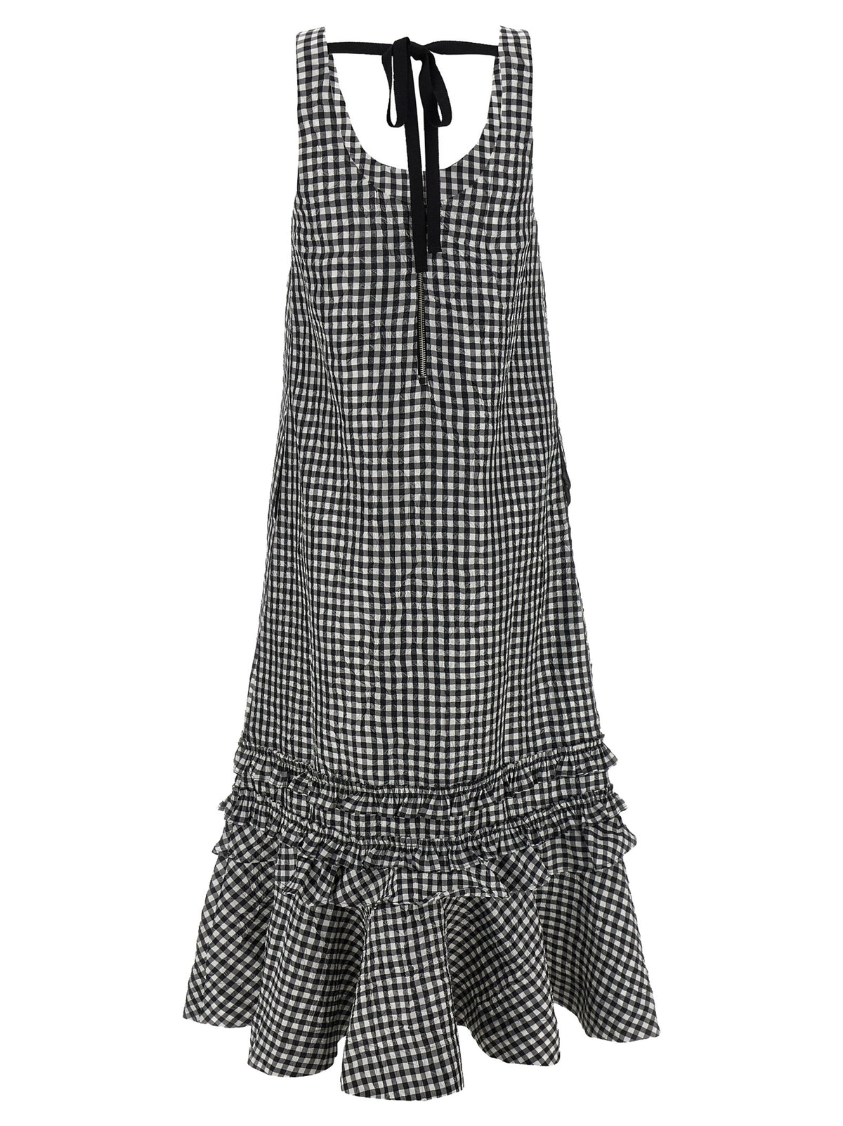 'Crinkled Check Long' dress 2