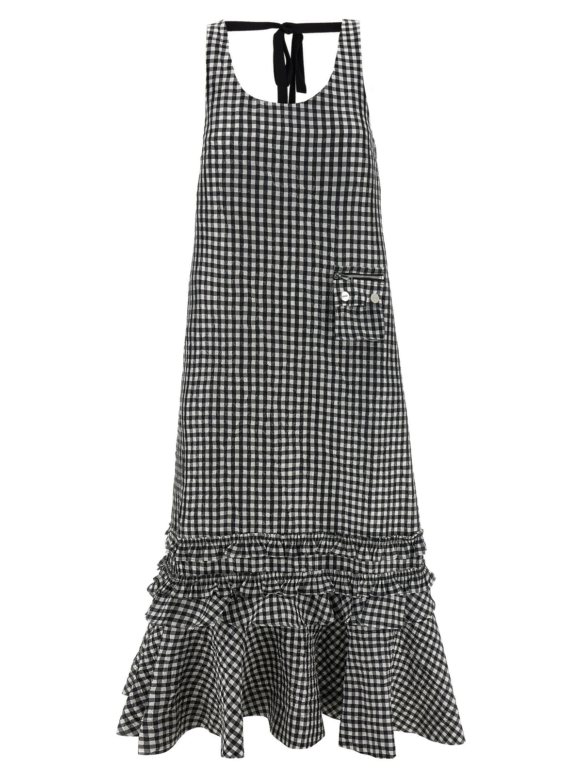 'Crinkled Check Long' dress