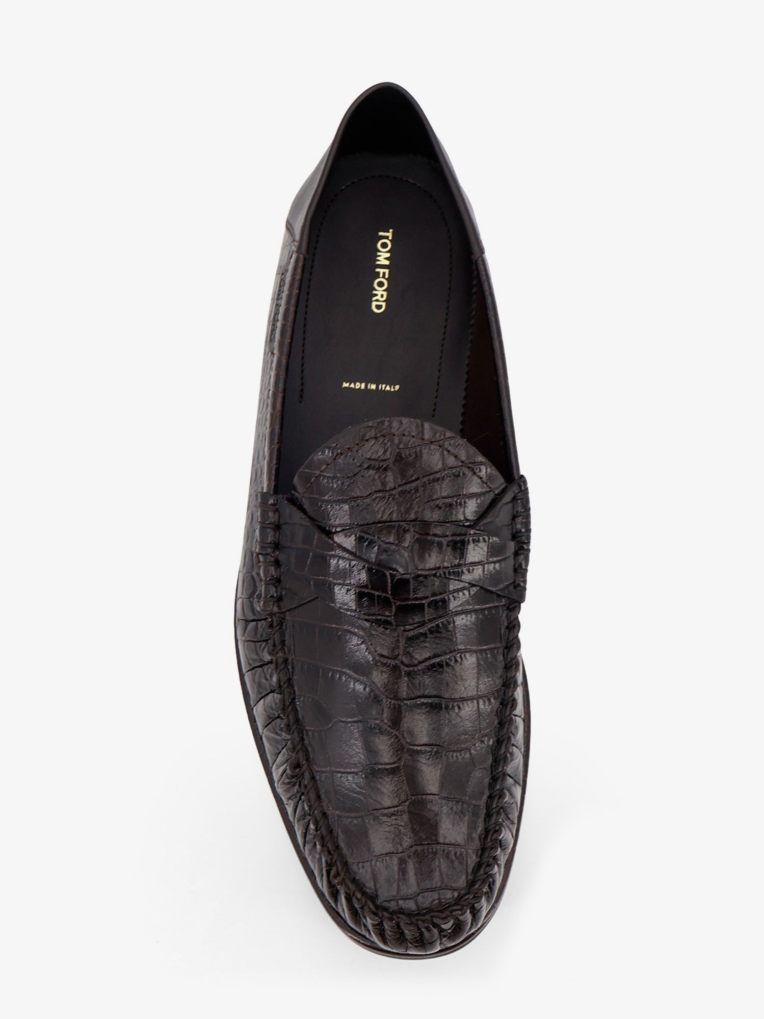 Crocodile-print leather loafers 5