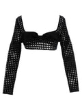 Cropped macramé bow top