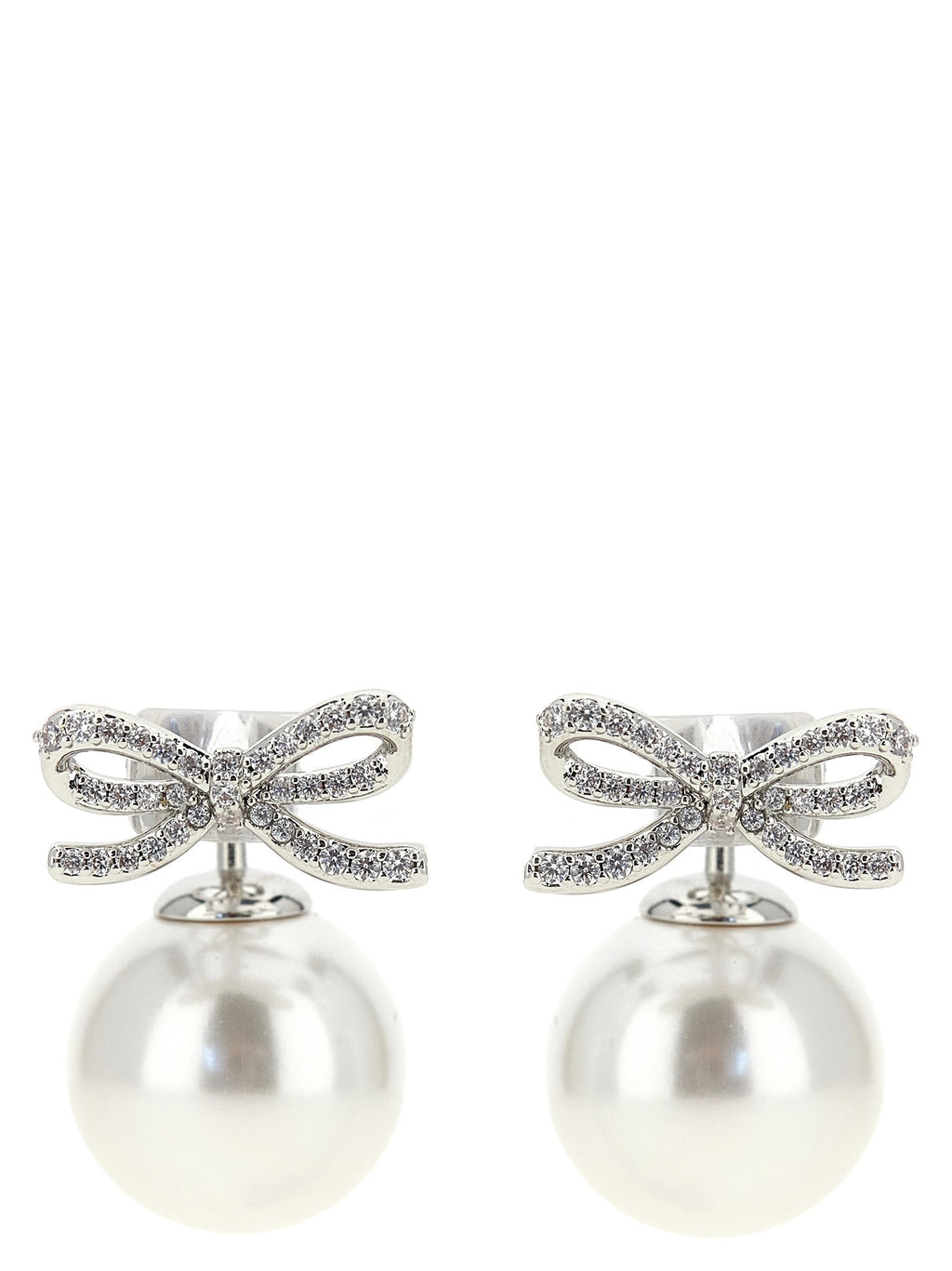 'Crystal Bow Pearl Back' earrings
