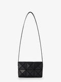 Cuboid shoulder bag with geometric pattern