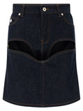 'Denim Mini Skirt With Cuts And Turn Up' skirt