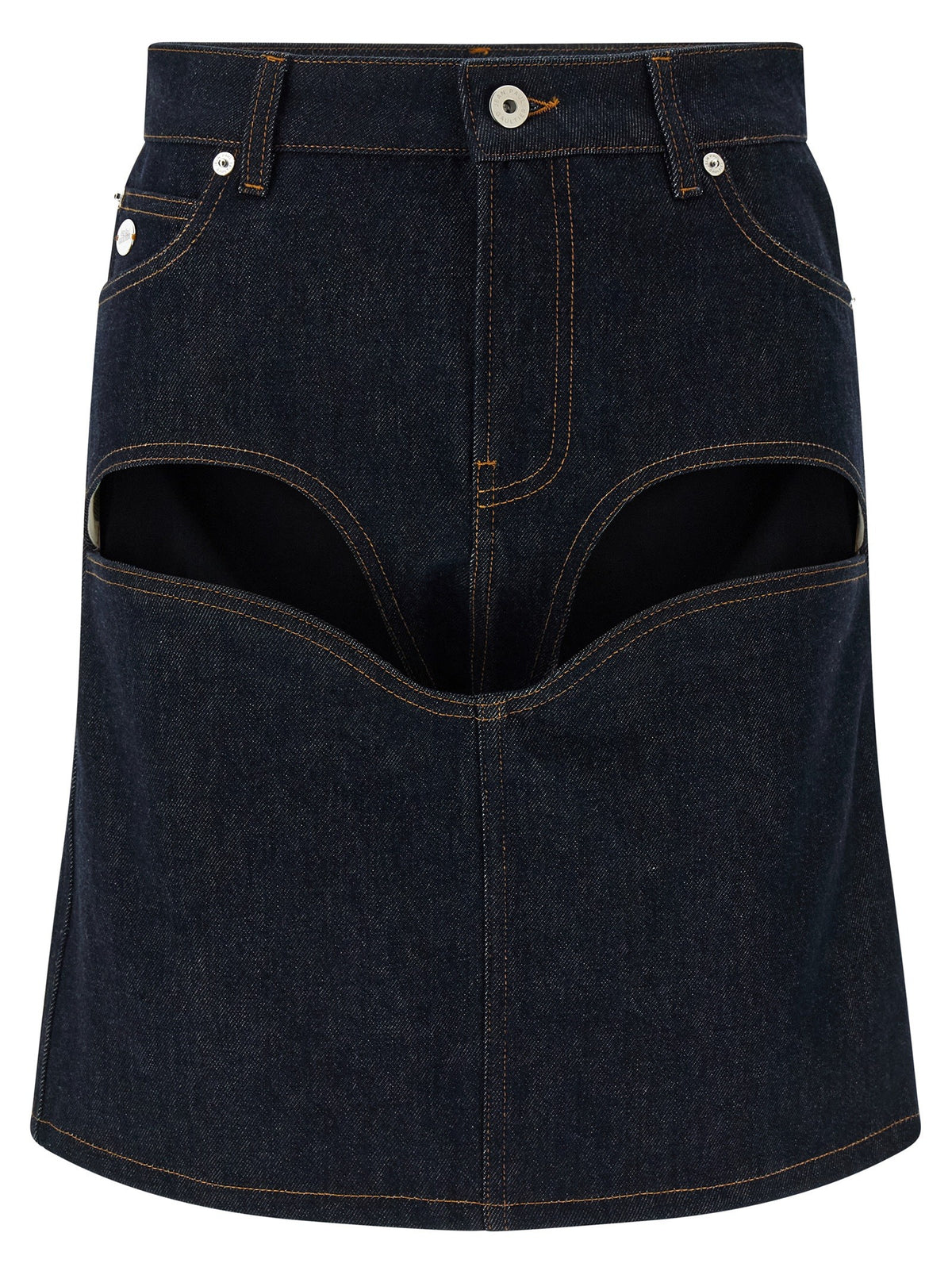 'Denim Mini Skirt With Cuts And Turn Up' skirt