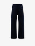 Denim trousers with contrasting embroidered logo