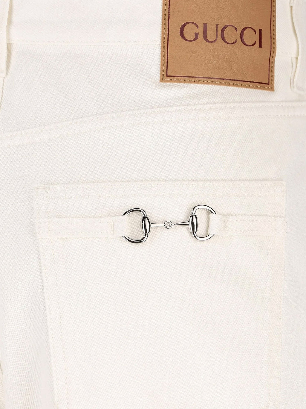Denim trousers with metal Horsebit detail on the back 5