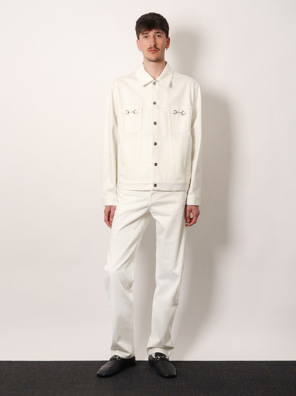 Denim trousers with metal Horsebit detail on the back 2