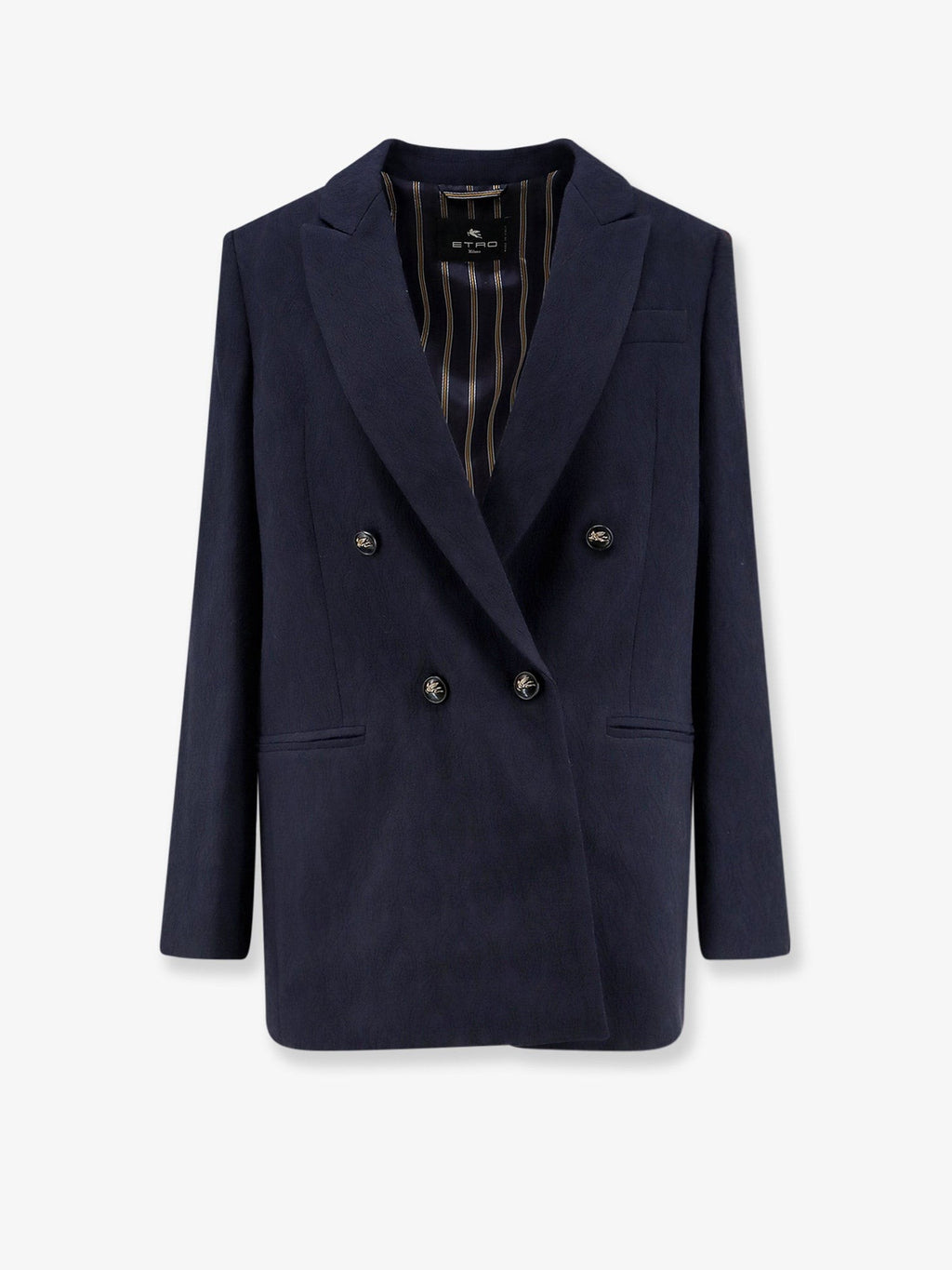 Double-breasted stretch wool blazer