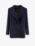 Double-breasted stretch wool blazer