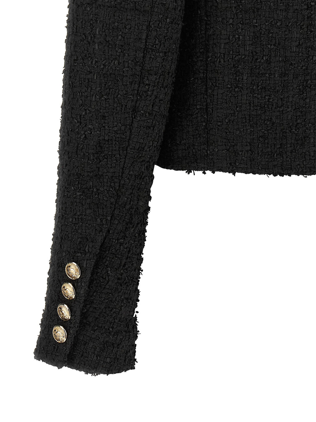 Double-breasted Tweed Short Jacket 4