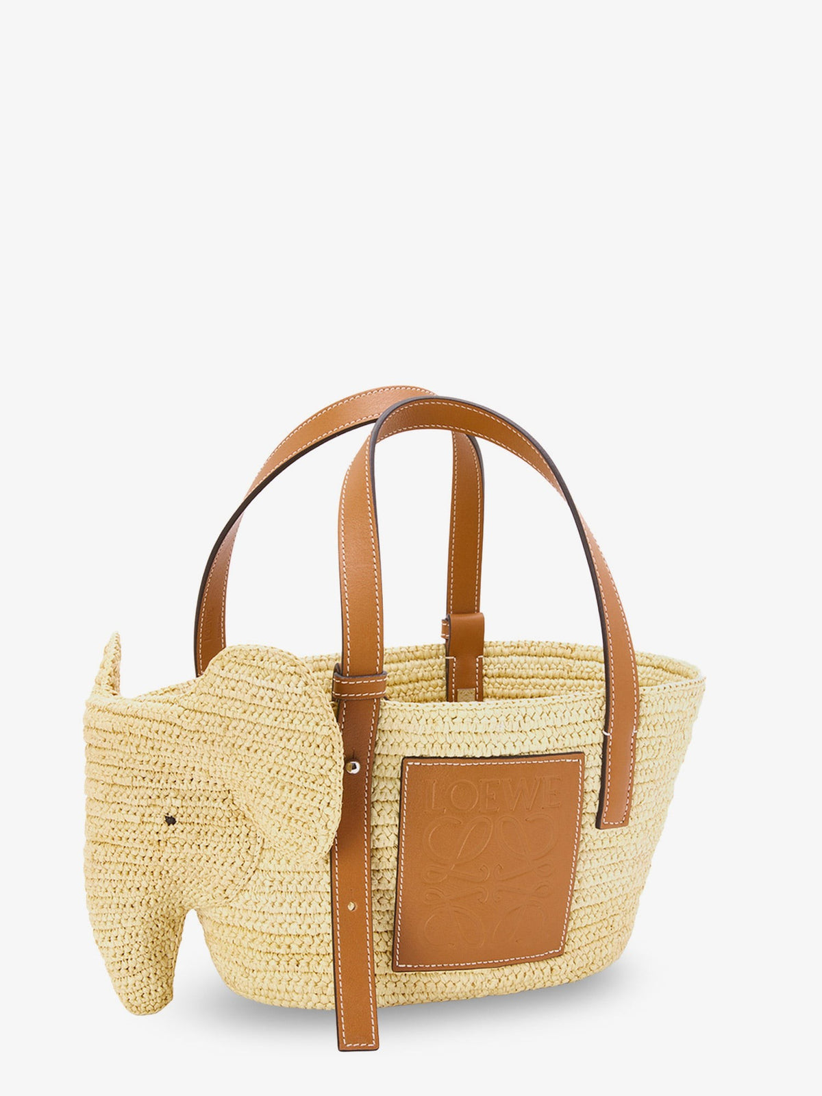 Elephan rafia and leather handbag 3
