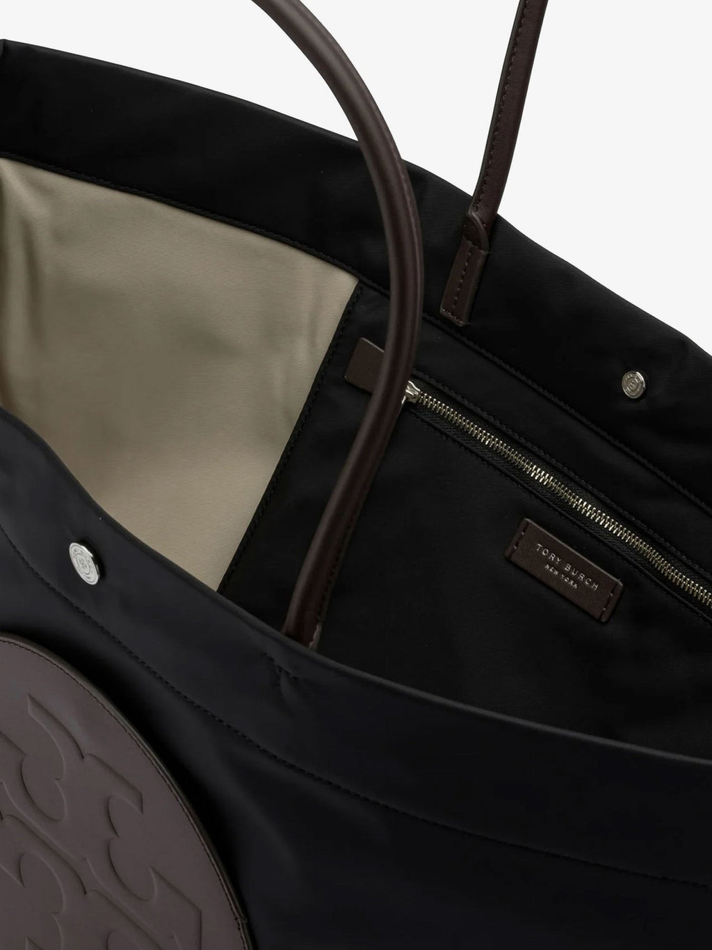 Ella Twist nylon shoulder bag with maxi front logo patch 4