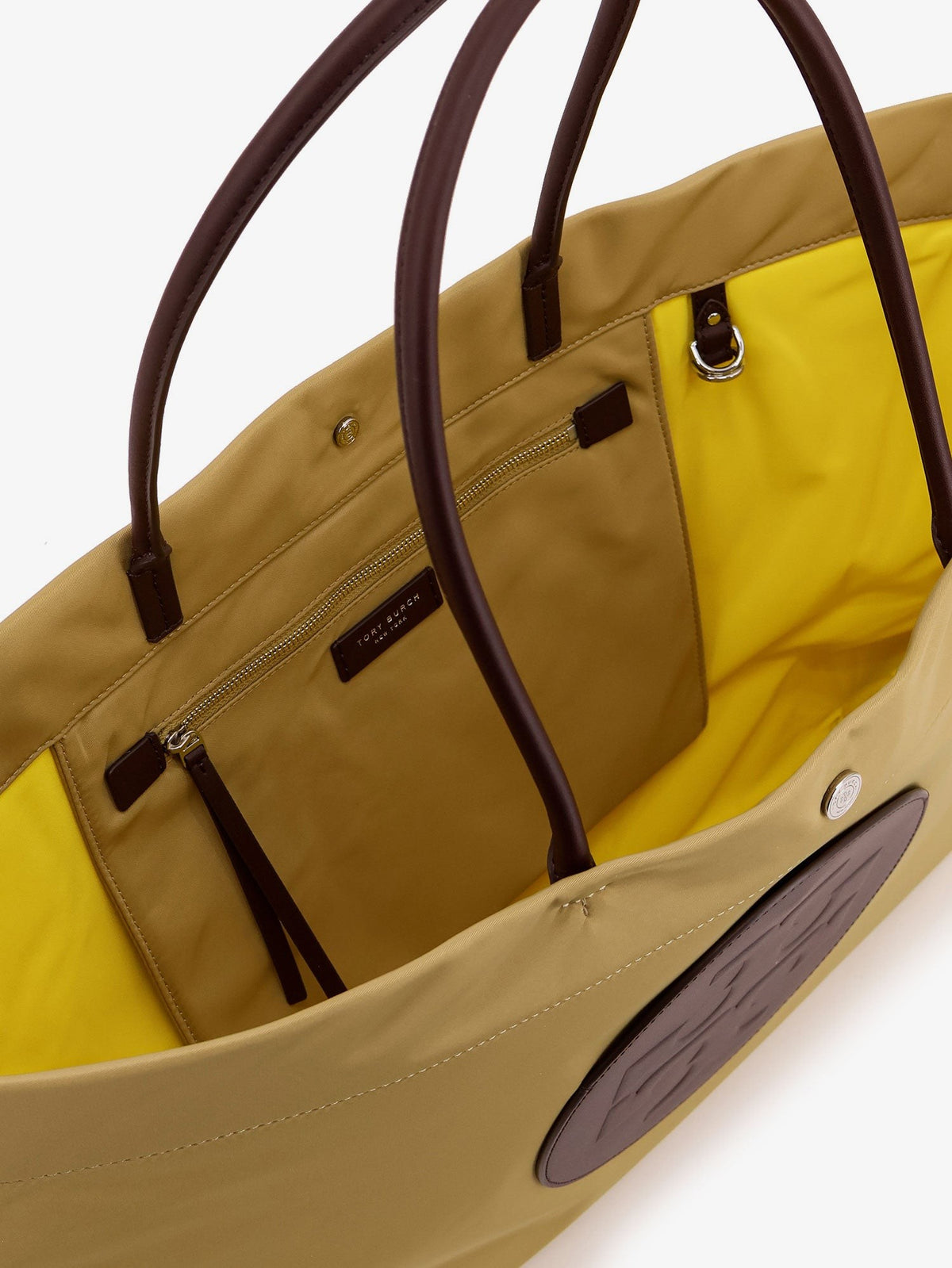 Ella Twist nylon shoulder bag with maxi logo patch on the front 4
