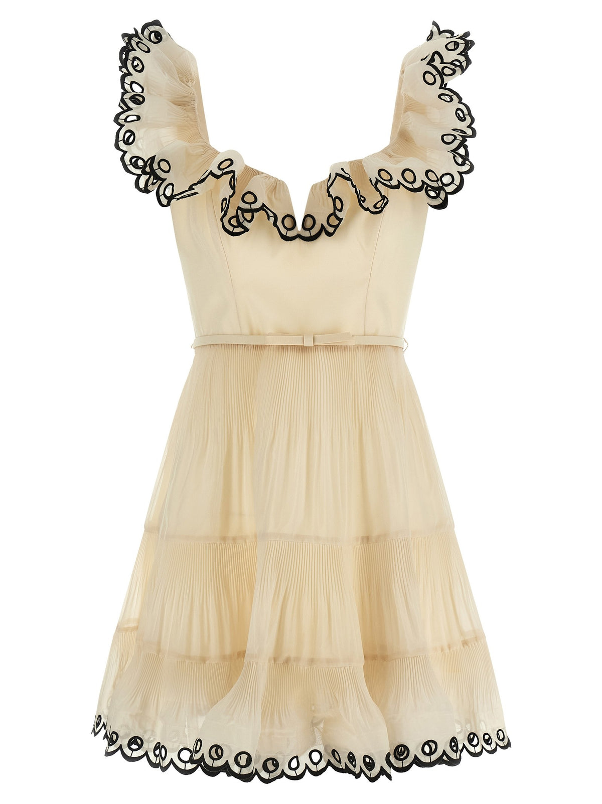 'Embroidered Frilled Mini' dress