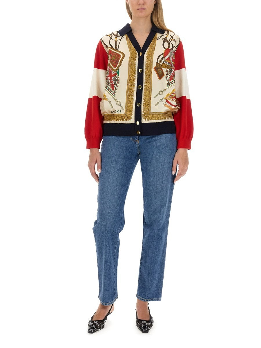 EXTRA FINE WOOL CARDIGAN WITH PRINT 2