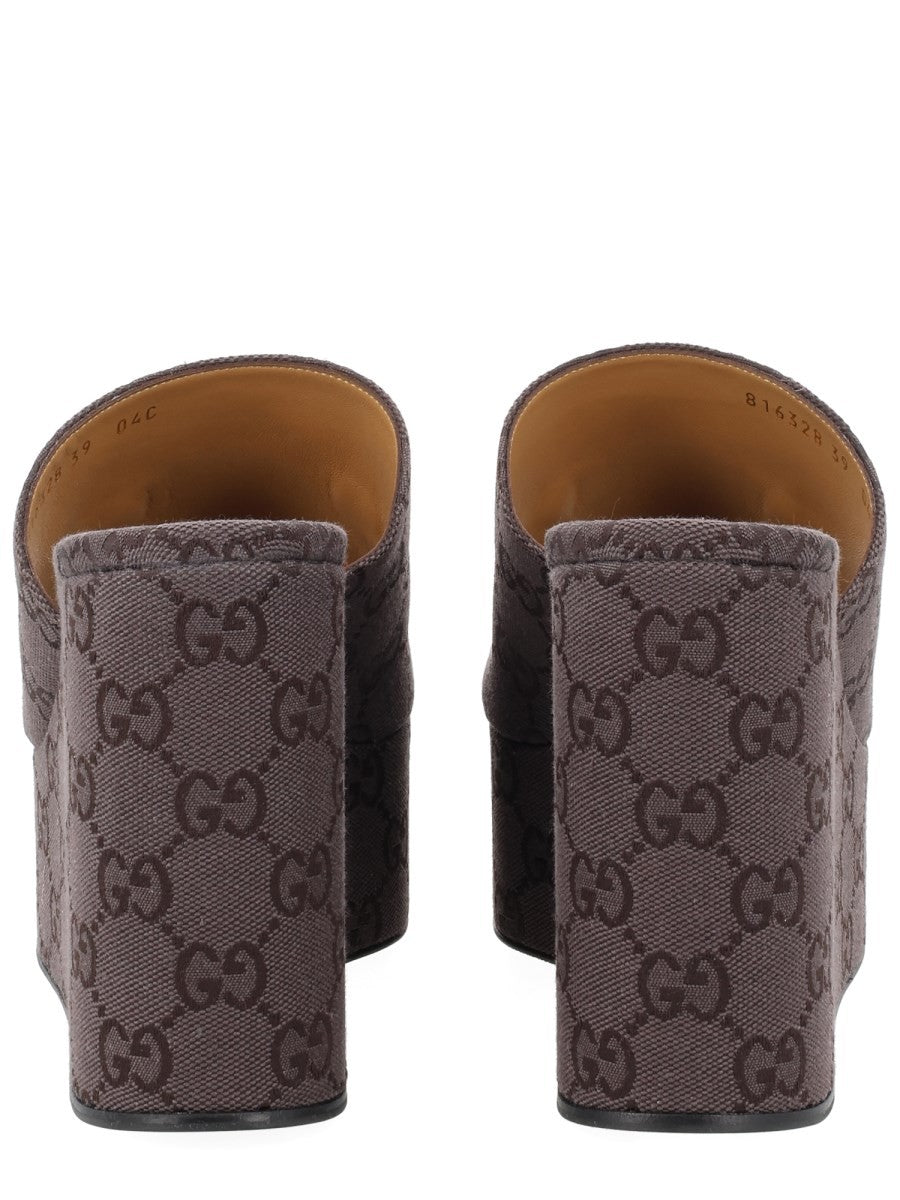 FABRIC WEDGE SANDAL "GG" 4