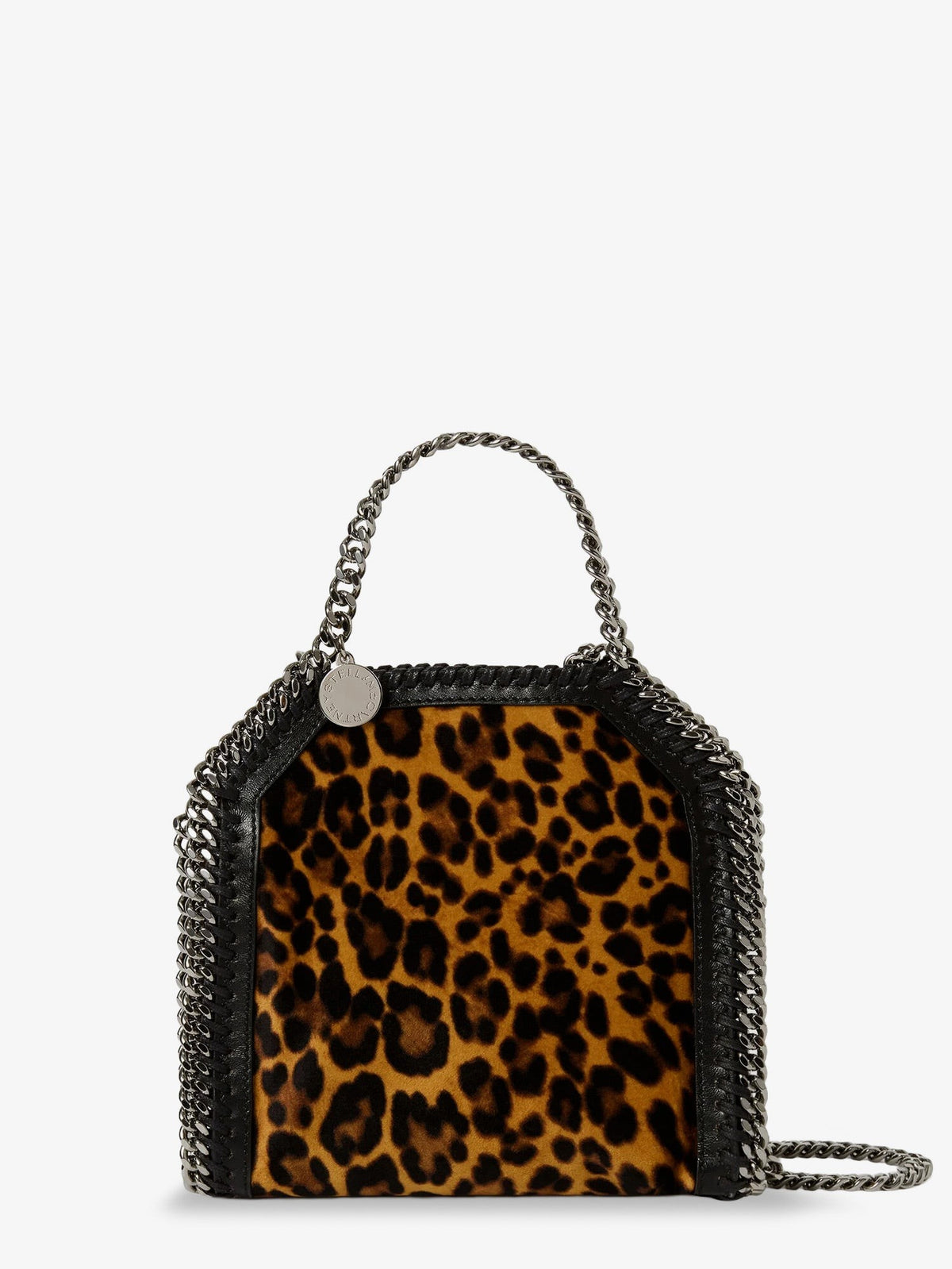 Falabella Tiny Bag velvet crossbody bag with animal print