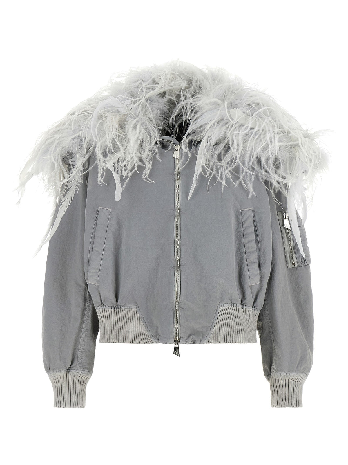 Feather insert bomber jacket