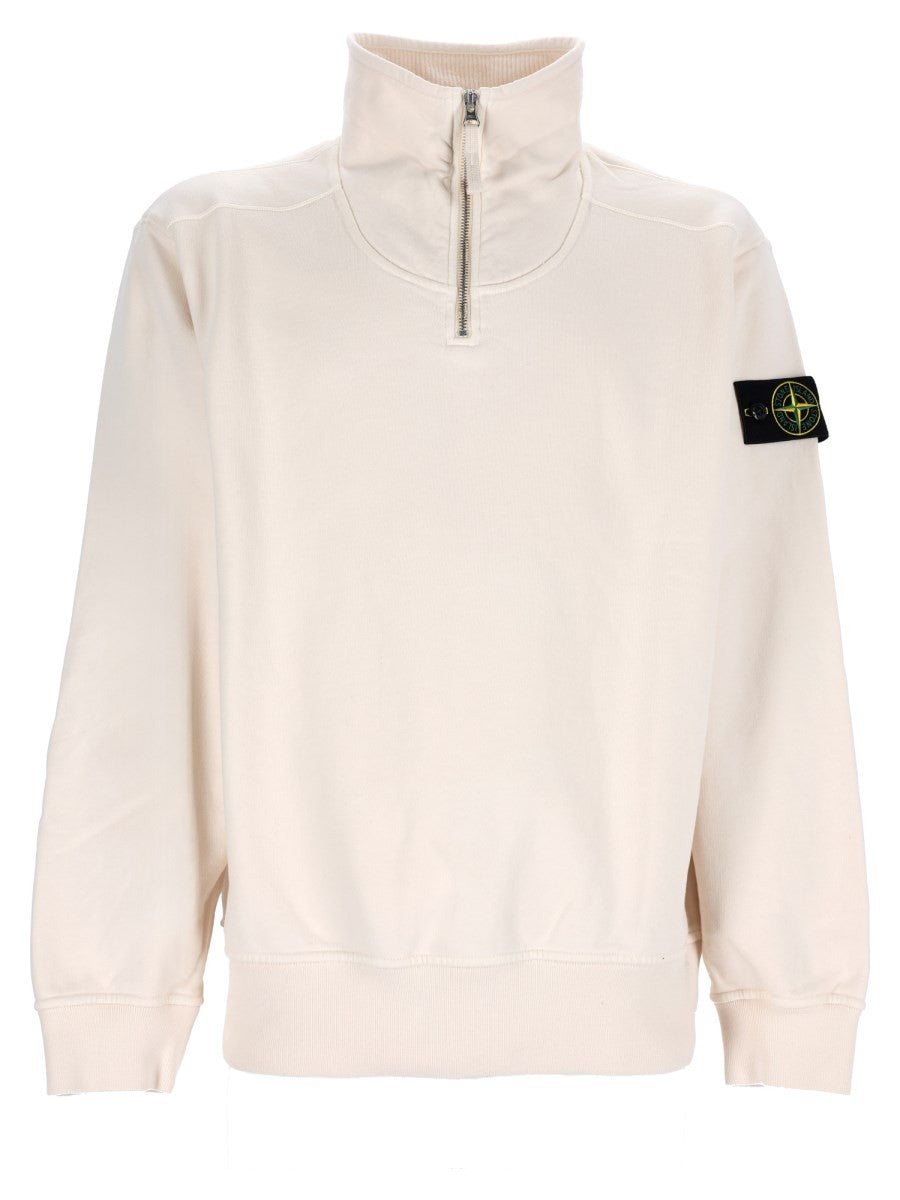 Felpa con Zip Corta e Patch Logo