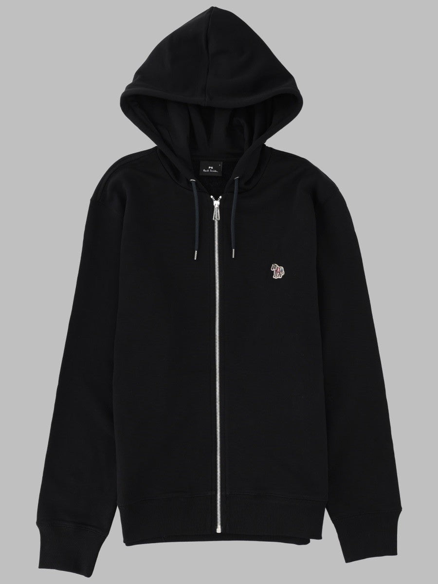 FELPA "ZEBRA" CON ZIP E CAPPUCCIO