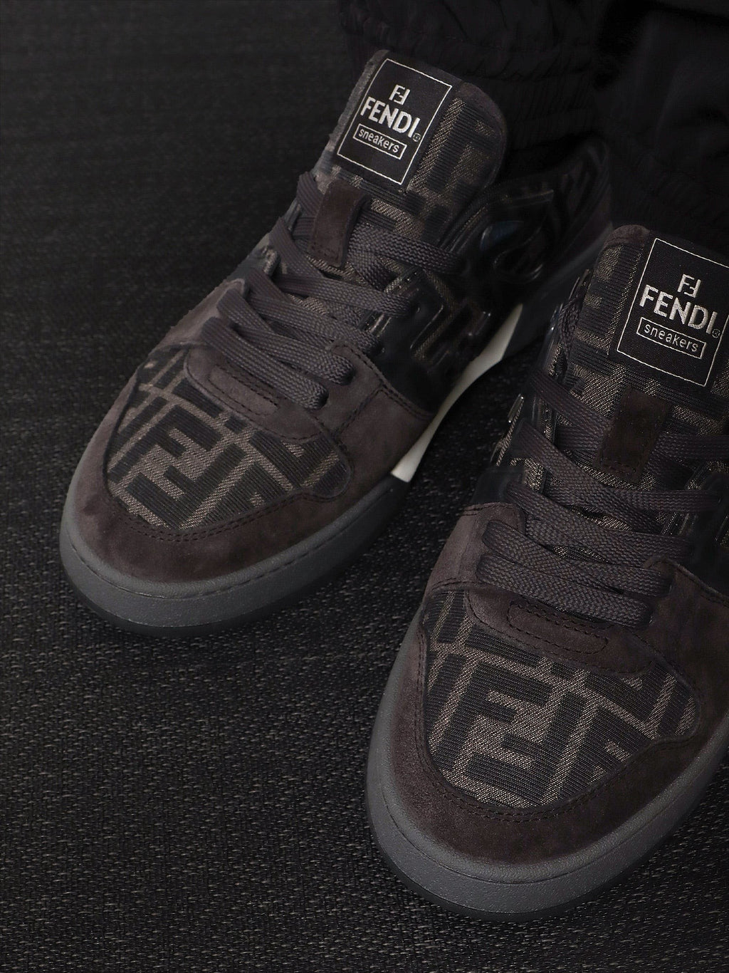 Fendi Match sneakers in FF jacquard fabric and suede 2