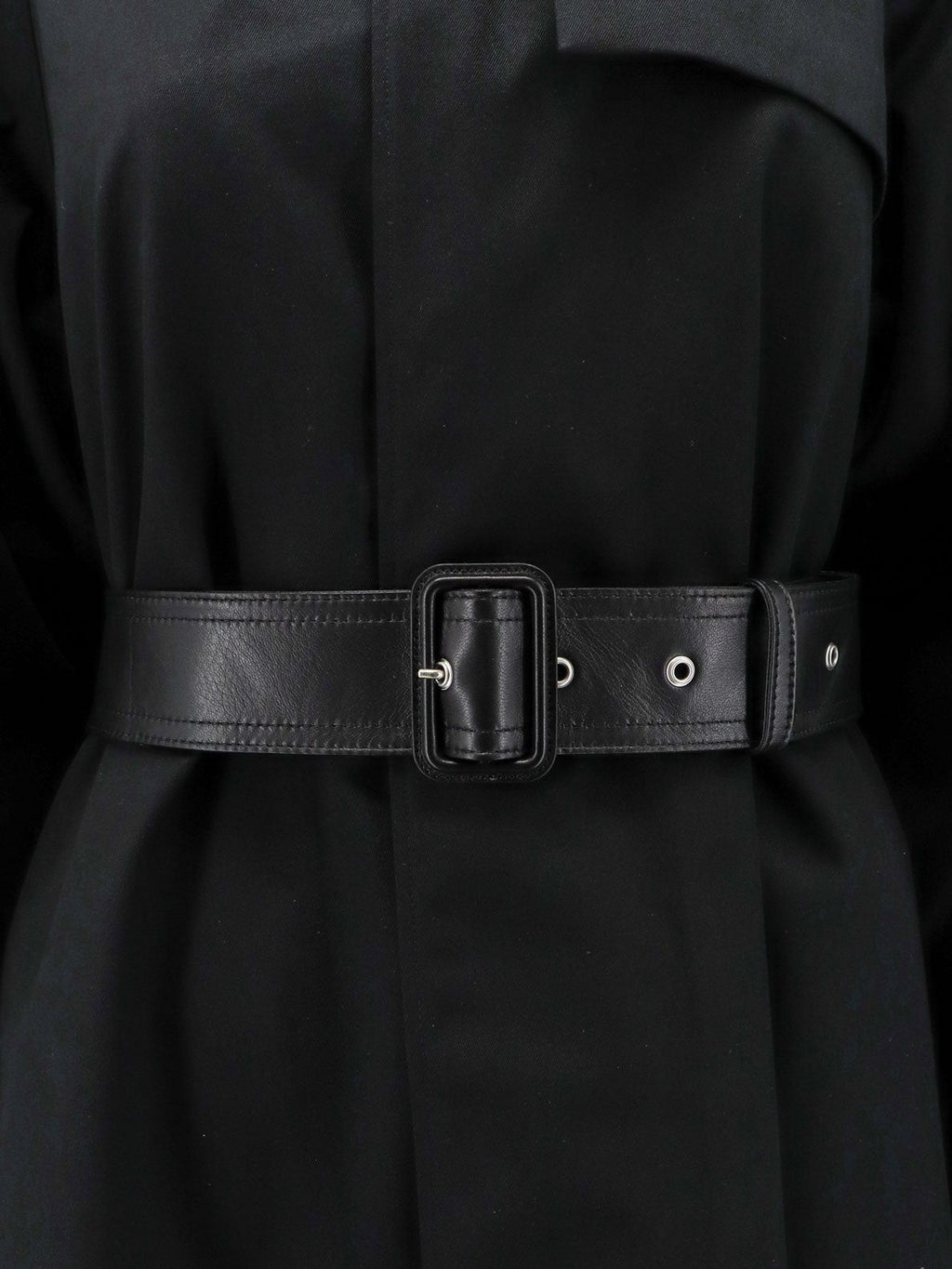 Flared waterproof coat with leather belt 3