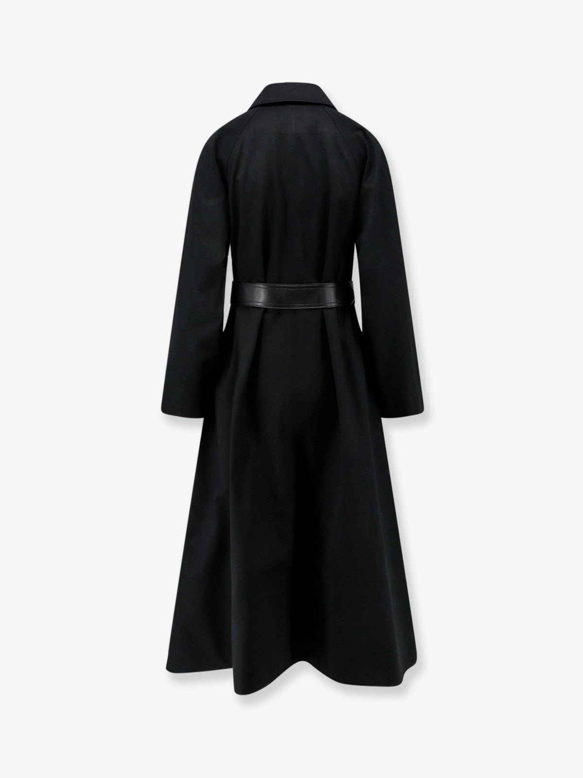 Flared waterproof coat with leather belt 2