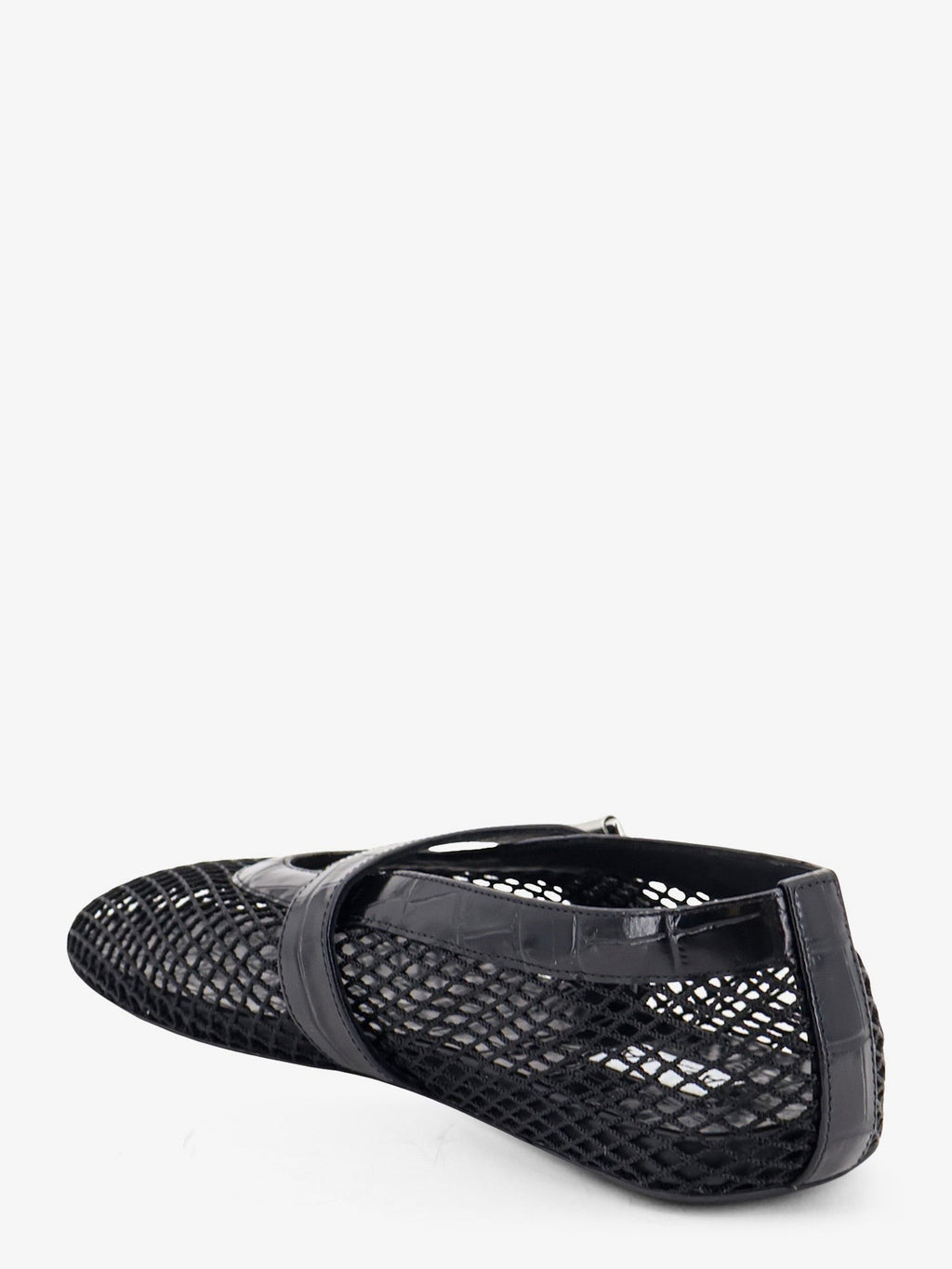 Flat leather ballerinas with crocodile effect 3