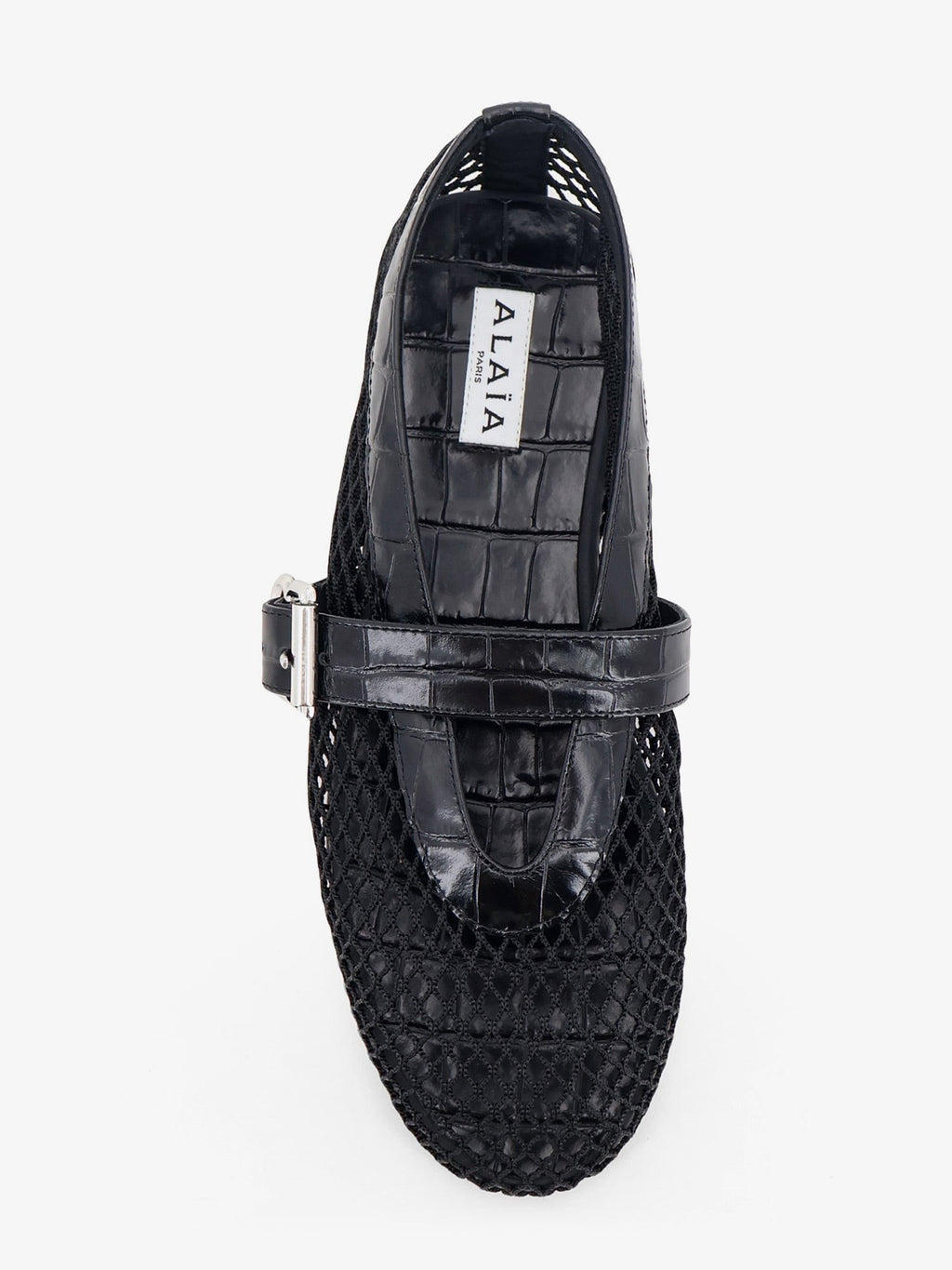 Flat leather ballerinas with crocodile effect 5