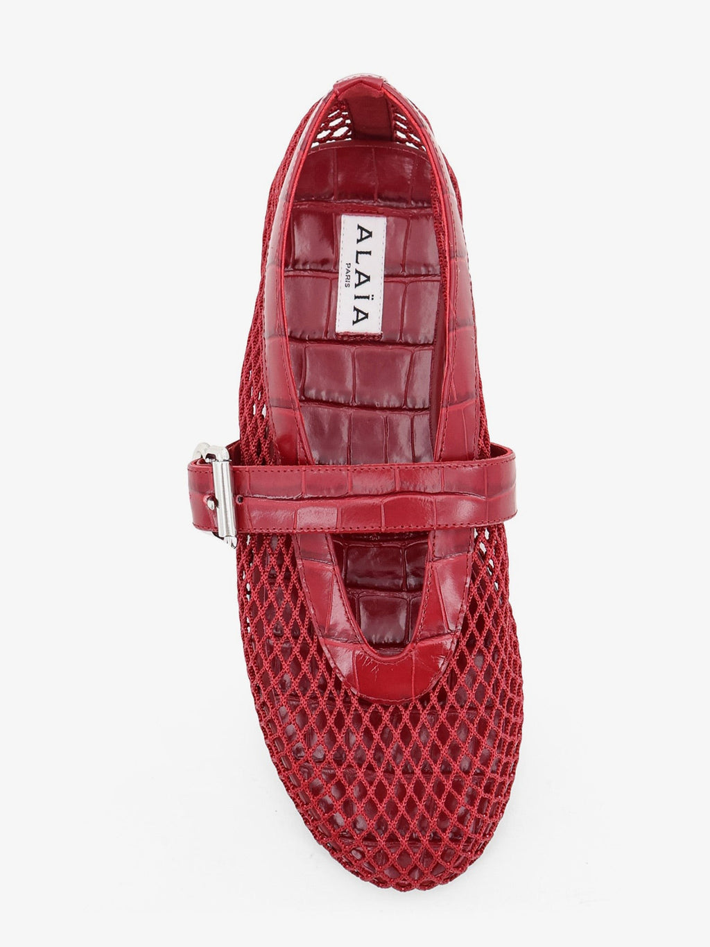 Flat leather ballerinas with crocodile effect 5