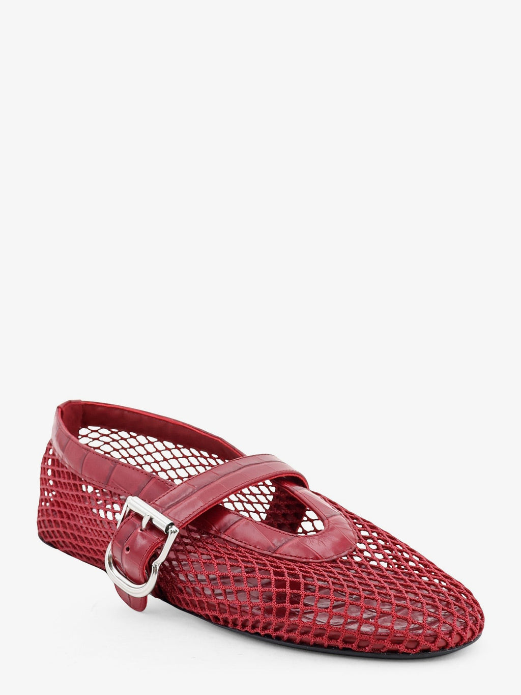 Flat leather ballerinas with crocodile effect 2