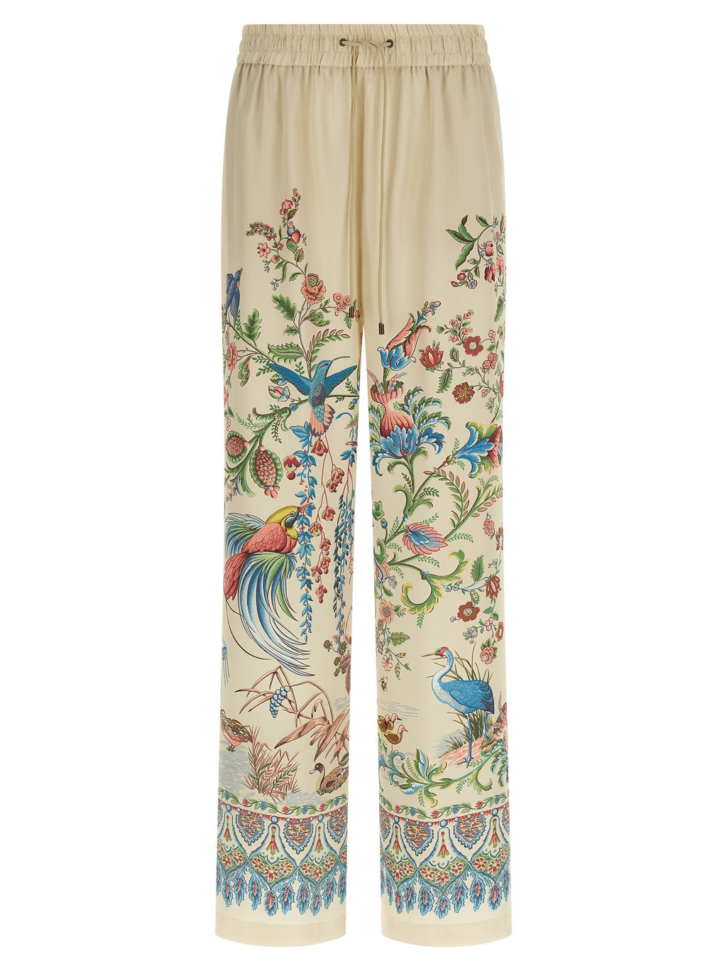 Flora and fauna printed trousers