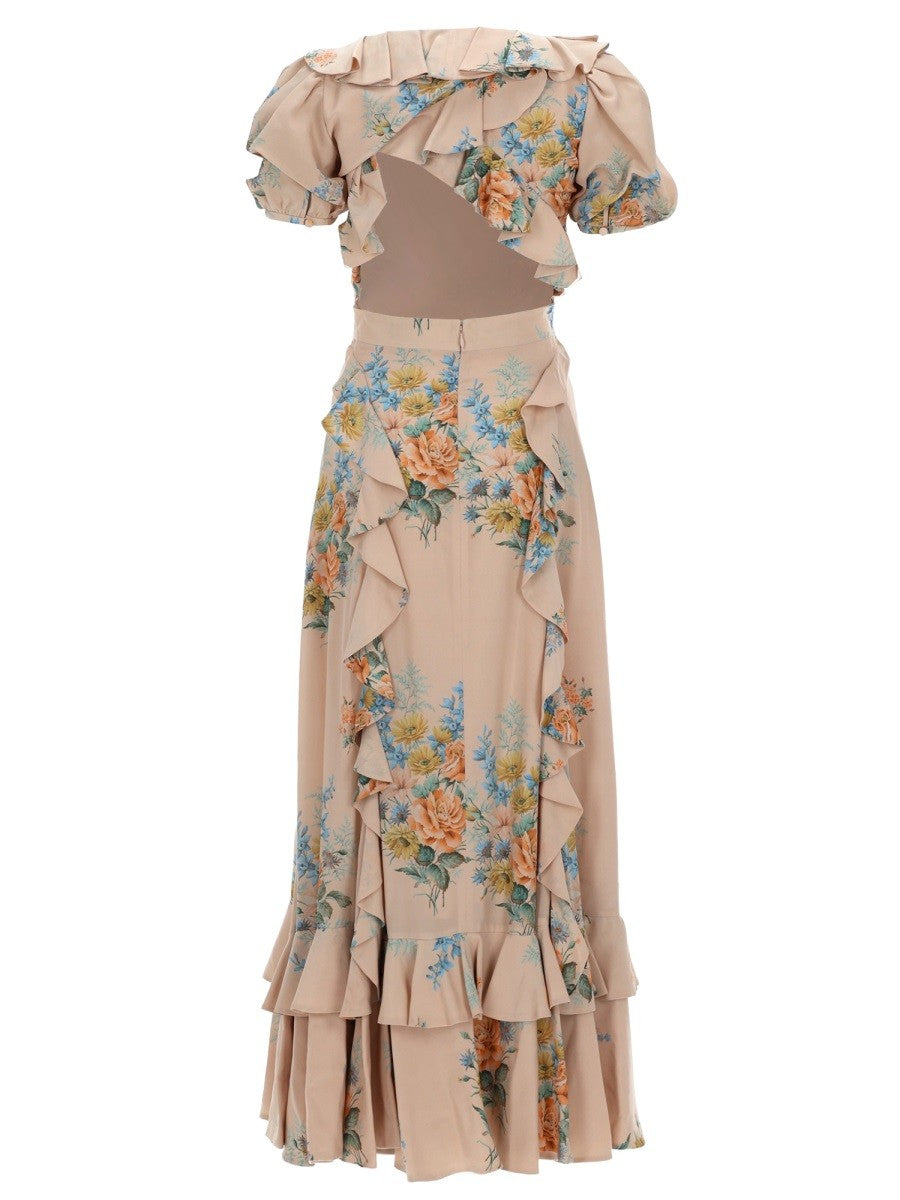 FLORAL PRINT RUCHED SILK DRESS 3