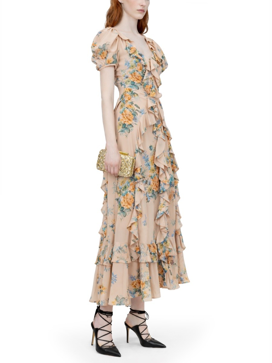 FLORAL PRINT RUCHED SILK DRESS 2