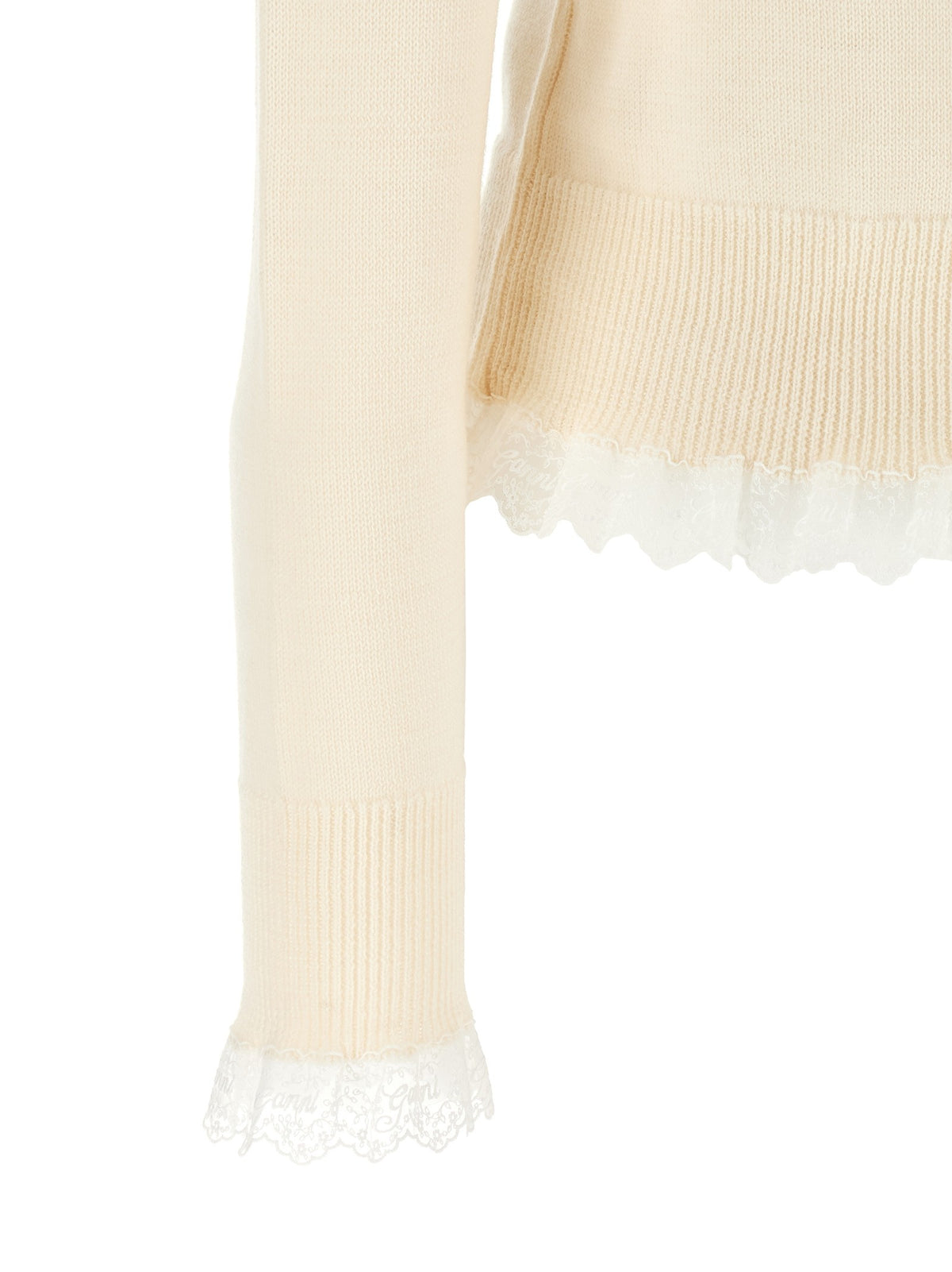 GANNI Turtleneck Sweater with Lace Trim 4