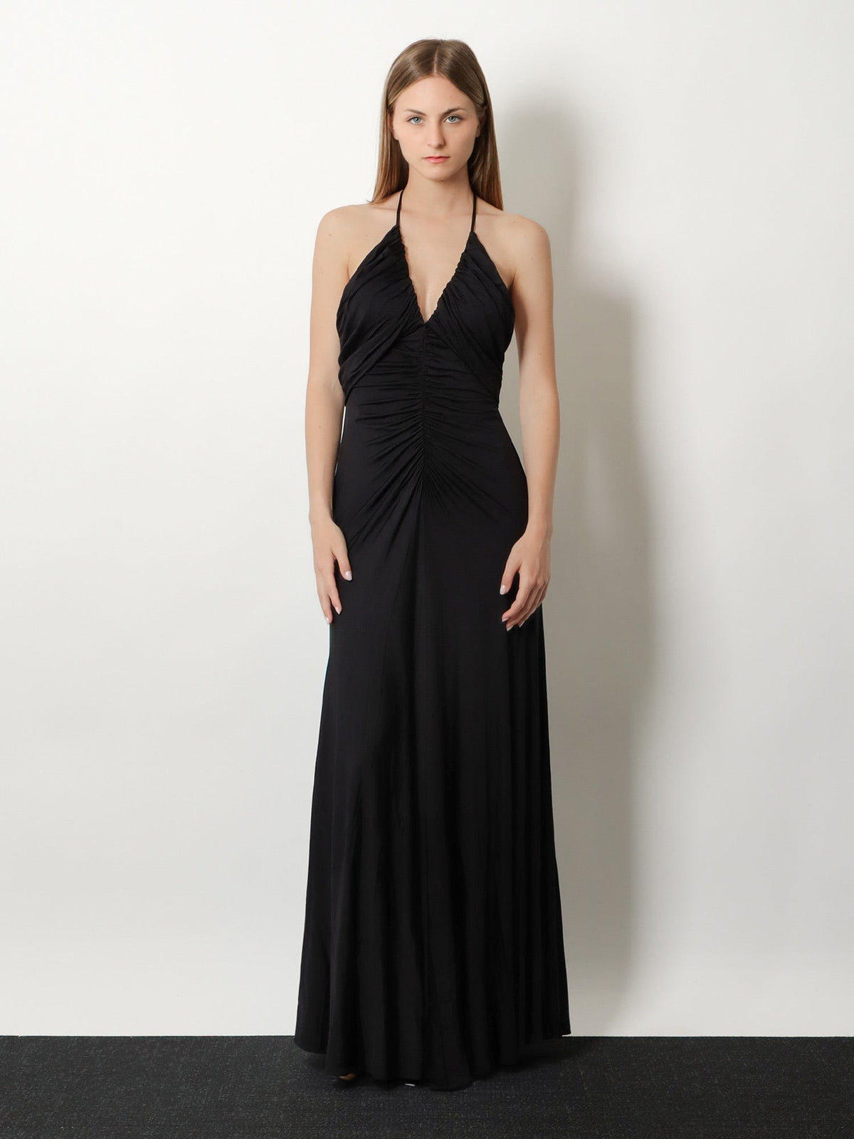 Gathered jersey long dress 3