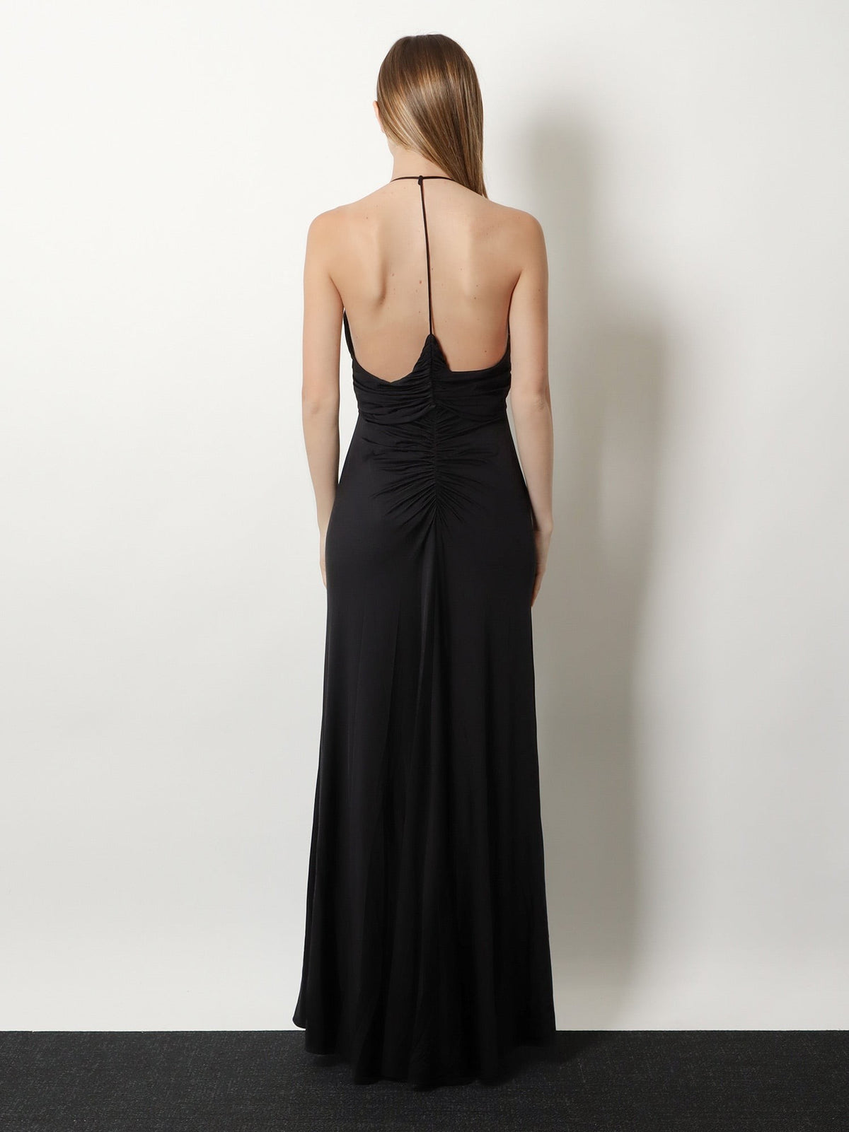 Gathered jersey long dress 4