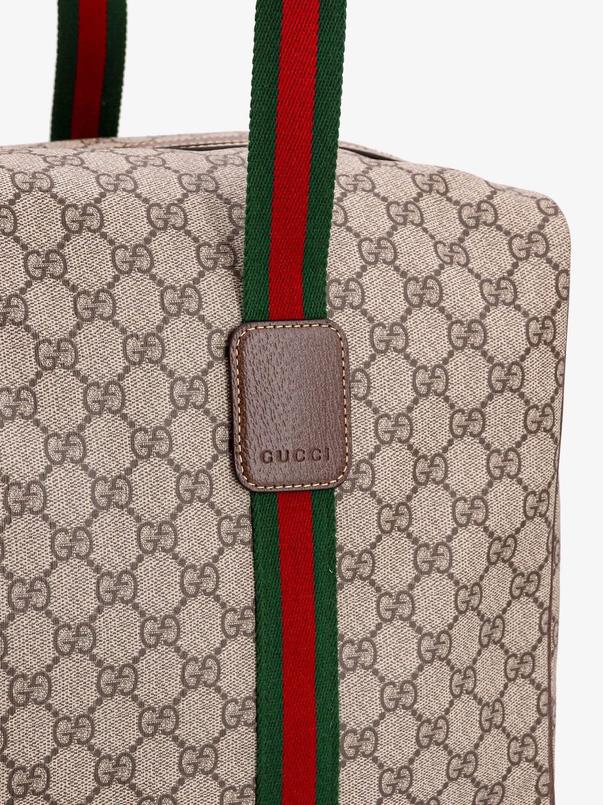 GG Supreme Fabric and leather travel bag with Web detail 5