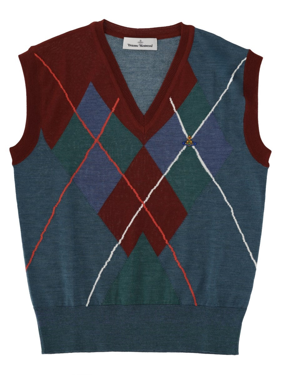 Gilet "Argyle" in Lana