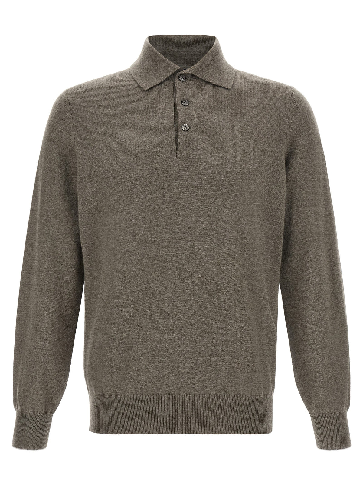 Green cashmere polo shirt