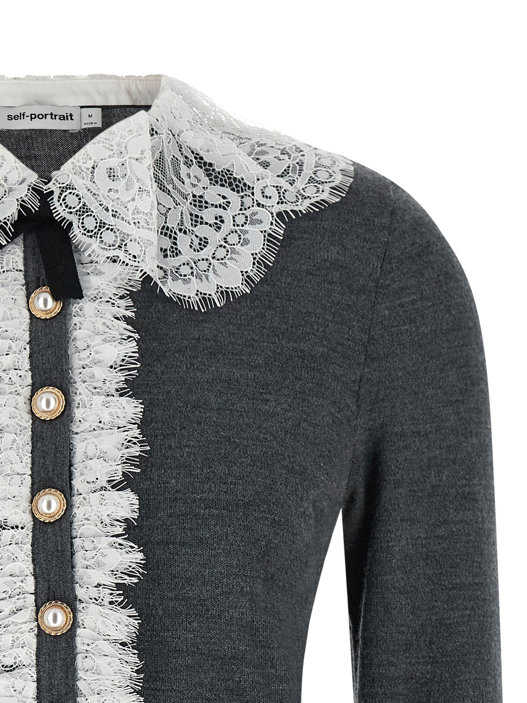 'Grey Lace Collar Knit' cardigan 3
