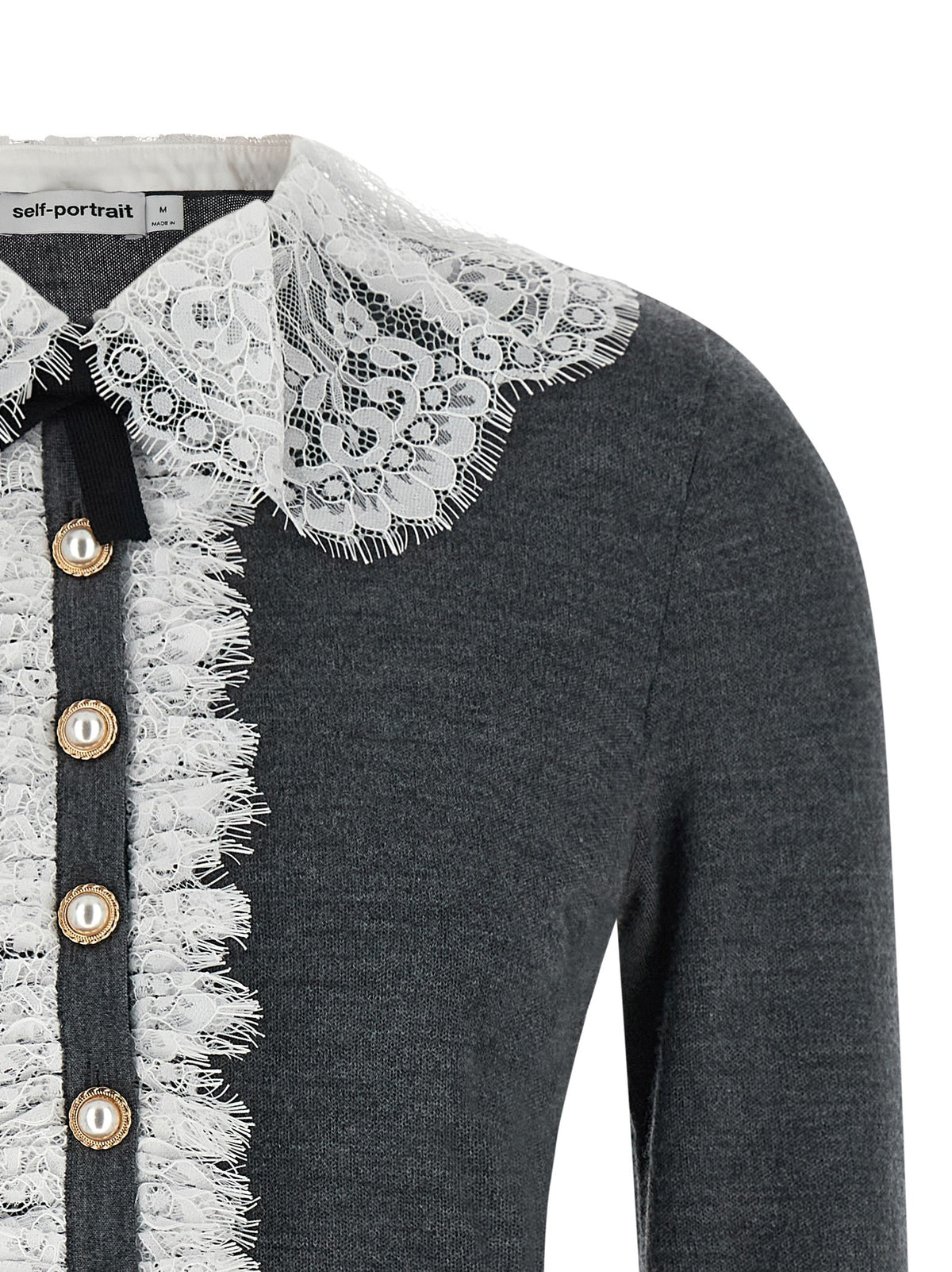 'Grey Lace Collar Knit' cardigan 3