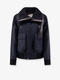 Herringbone wool padded bomber