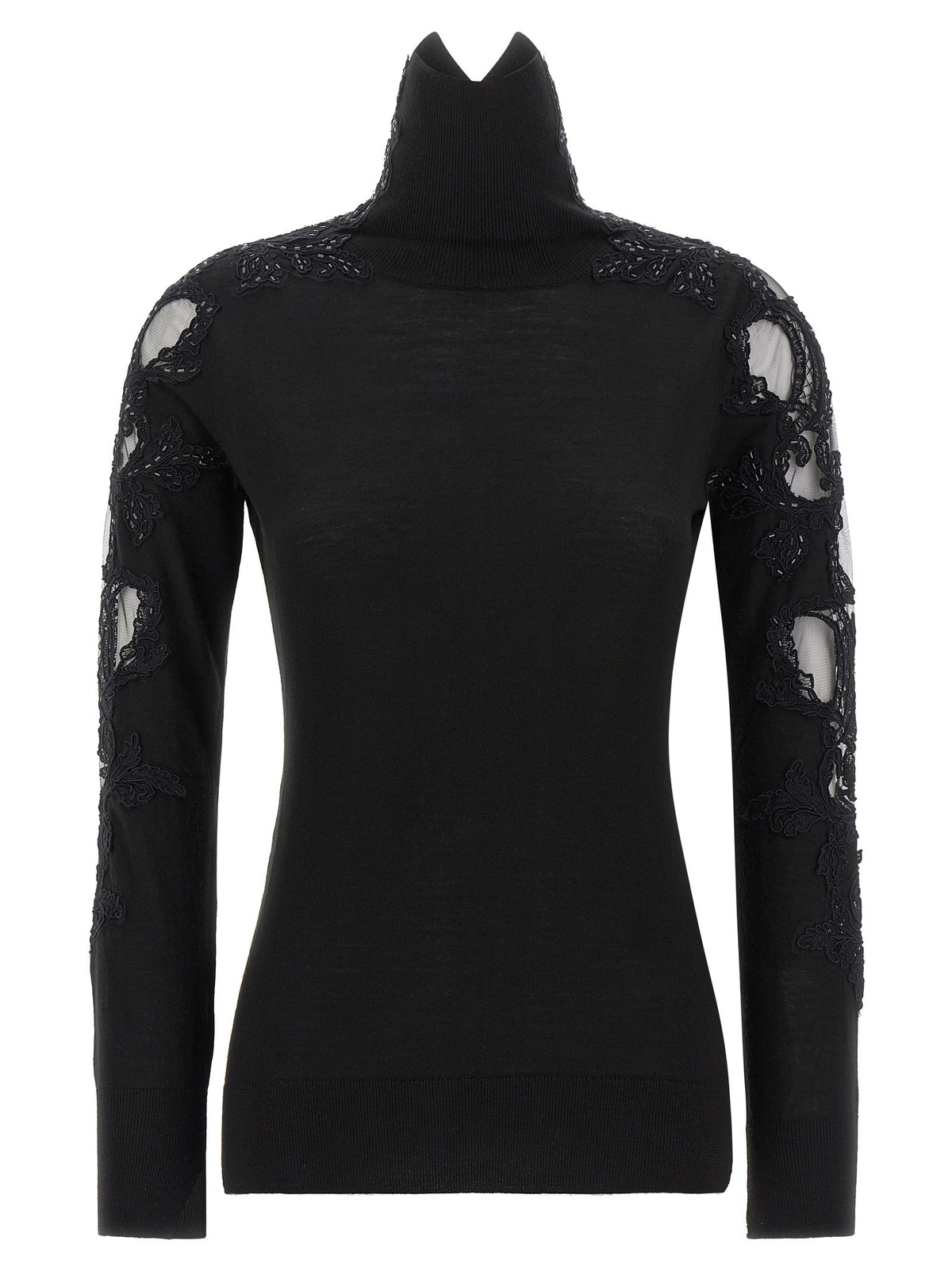 High neck with lace inserts