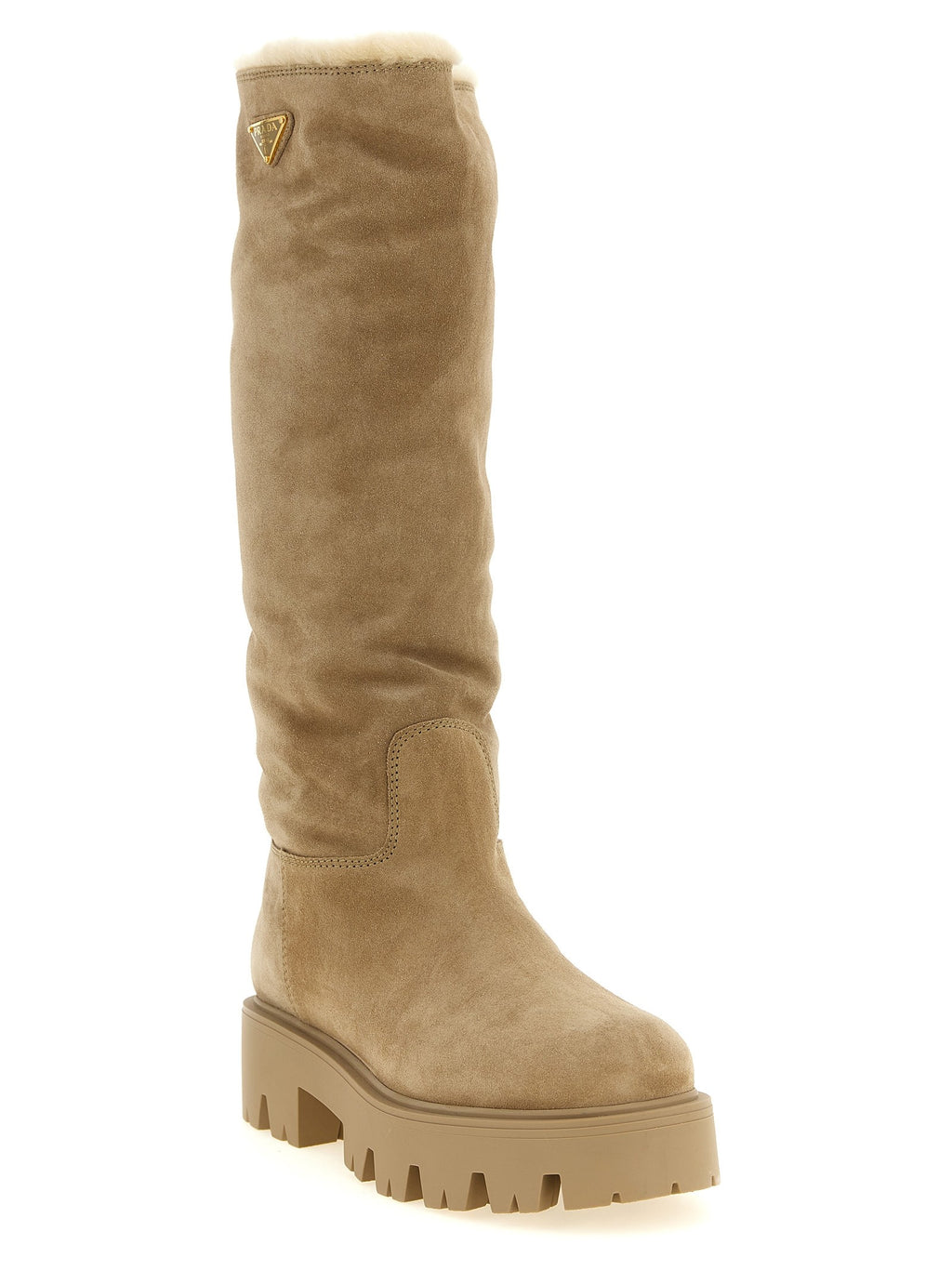 High suede boots with logo 2