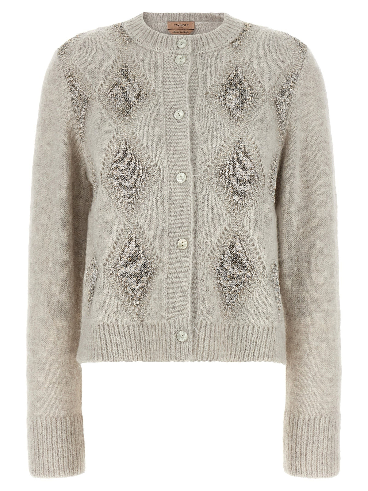 Jacquard diamond cardigan