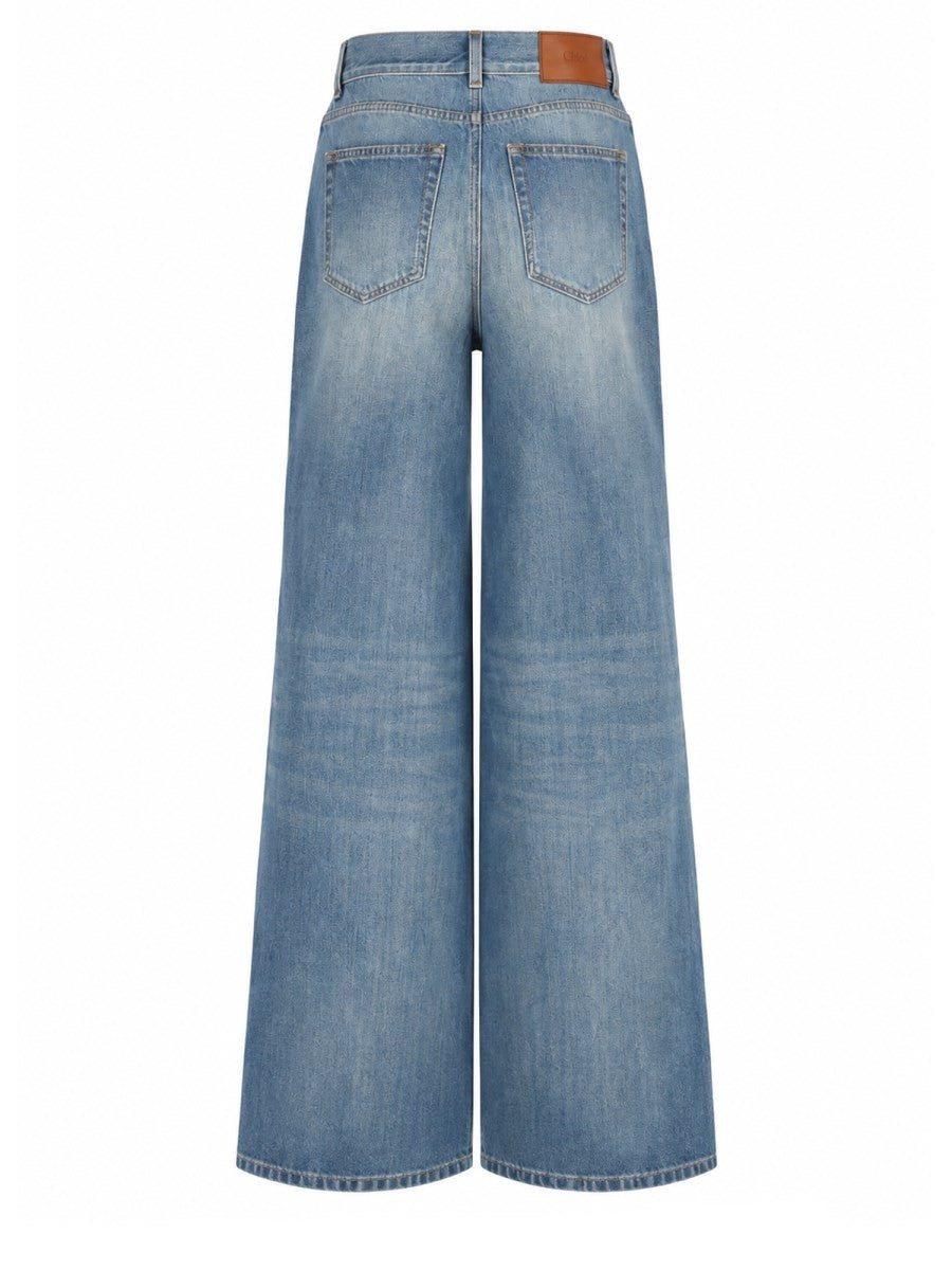 Jeans a Gamba Ampia e Vita Alta in Denim 2